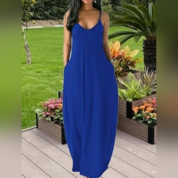Treasure & Bond Maxi Royal Blue Crinkle Pockets Loose Fit sz Large - Picture 1 of 15